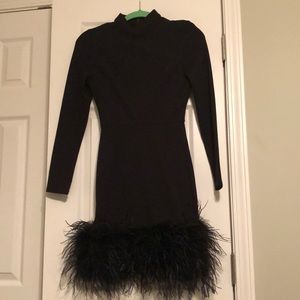 Feather bottom dress! Stunning Black showstopper